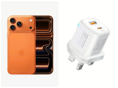 Apple iPhone 17 Pro Max 1TB Cosmic Orange +Promate 25W Wall Charger Head with USB-A and Type-C Ports - White