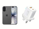 Apple iPhone 17 256GB Black+Promate 25W Wall Charger Head with USB-A and Type-C Ports - White