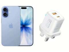 Apple iPhone 17 256GB Mist Blue +Promate 25W Wall Charger Head with USB-A and Type-C Ports - White
