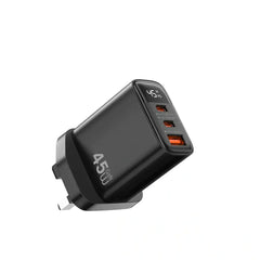 شاحن Wiwu Firefly GaN السريع 2C+1A مع شاشة عرض رقمية 45 واط Wi-G011 المملكة المتحدة