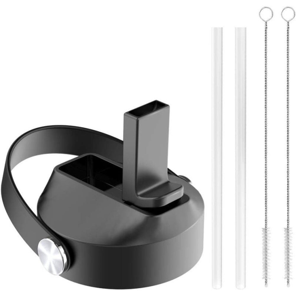 Buzio Universal Straw Lid with Straw and Brush - Black