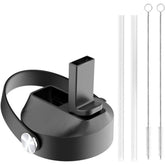 Buzio Universal Straw Lid with Straw and Brush - Black
