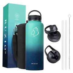 Buzio Trio Series Water Bottle with 3 Lids and Sleeve 1.2L - Starry Pacific