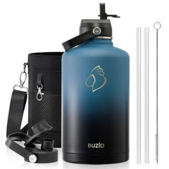 Buzio Duet Series Water Bottle with 2 Lids and Sleeve 2.5L - Indigo Crush