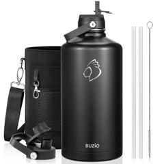 Buzio Duet Series Gallon Bottle with 2 Lids and Sleeve 3.8L - Black
