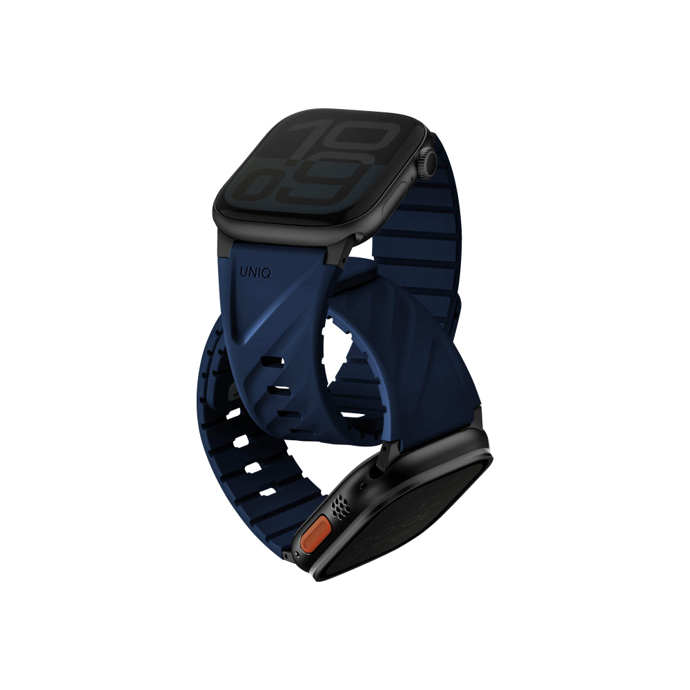 UNIQ FLUO MAGNETIC APPLE WATCH STRAP WITH CONNECTOR BUNDLE 49-40MM - MARINE BLUE