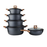 OSFE Granite Cookware Set 12 Pcs (32, 28, 24, 20 cm Casserole, 28 cm Pan, 2 Pcs Silicone Kitchen Tools)