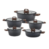 OSFE Marble Cookware Set 12 pcs (32, 28, 24, 20 cm Pots, 28 cm Pan) with 2 Pcs of Utensil Tools