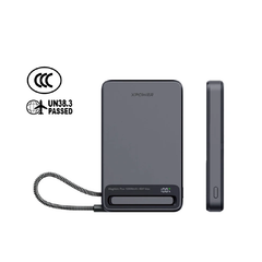 10000mAh 45W Power Bank with Type-C Cable & Stand CCC Safety XPower MagNetoPlus Aluminium Alloy - Gray