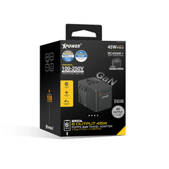 XPower TA45B 6 Output 45W PD/PPS GaN Travel Charger - Black