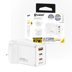 XPower ATOM 67W PD3.0/PPS/QC Foldable Plug Wall Charger - White
