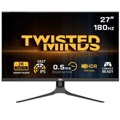 Twisted Minds 27'' QHD Fast IPS, 180Hz, 0.5MS, HDMI 2.1, HDR400 RGB Gaming Monitor - Black