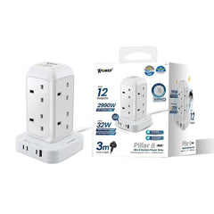 XPower Pillar 8 PL8 Mini 12-output switch power strip 8-Outlet PD3.0 Output Power Strip (3M) White-4895246613369