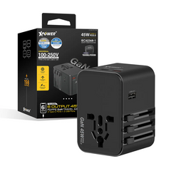 XPower TA45B 6 Output 45W PD/PPS GaN Travel Charger - Black