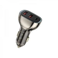 WIWU Wi-QC013 90W PD+QC Fast Zinc Alloy Car Charger Transparent Black