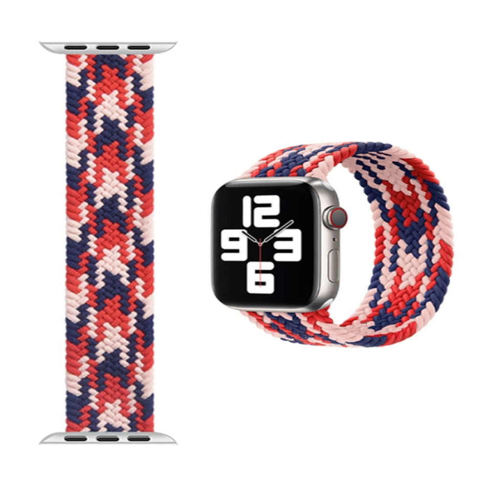 Wiwu Braided Solo Loop Watchband For IWatch 42-44MM (M:142MM),pink, red, dark blue