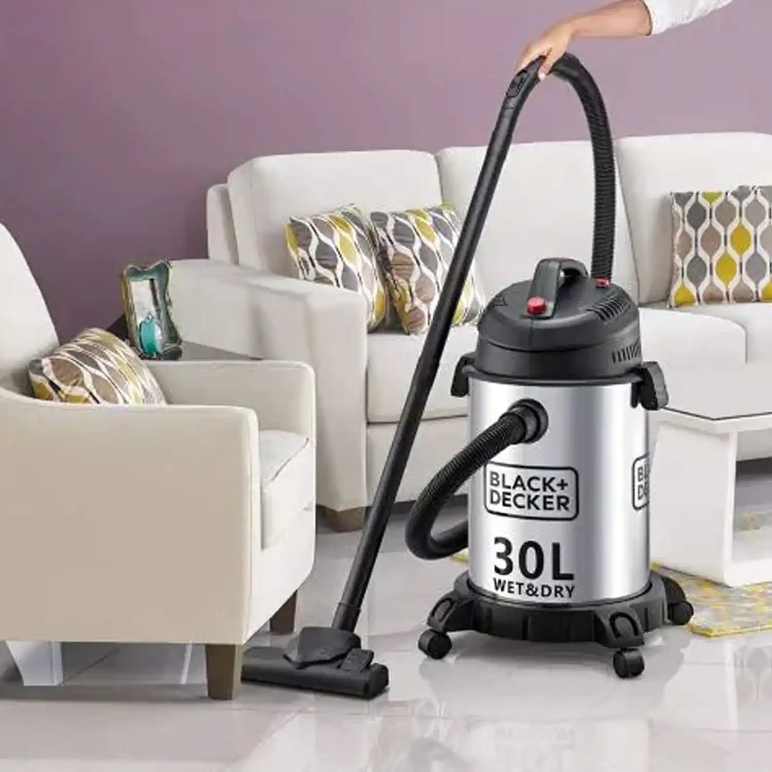 Black & Decker 30L Wet & Dry Drum Vacuum Cleaner 1400W (Stainless Steel Tank)  - WV1450-B5
