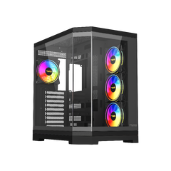 Twisted Minds Vanguard Tempered Glass Mid Tower Gaming Case - Black (3 ARGB Fans Included)