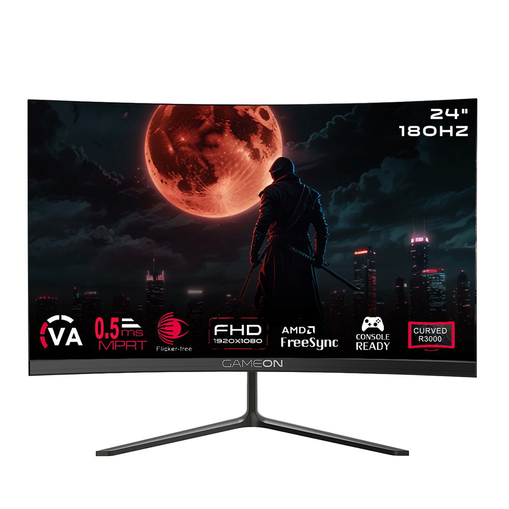 GAMEON GOC24F180VA 24" FHD, 180 Hz, MPRT 0.5 ms, HDMI 2.1, VA PANEL Curved Gaming Monitor