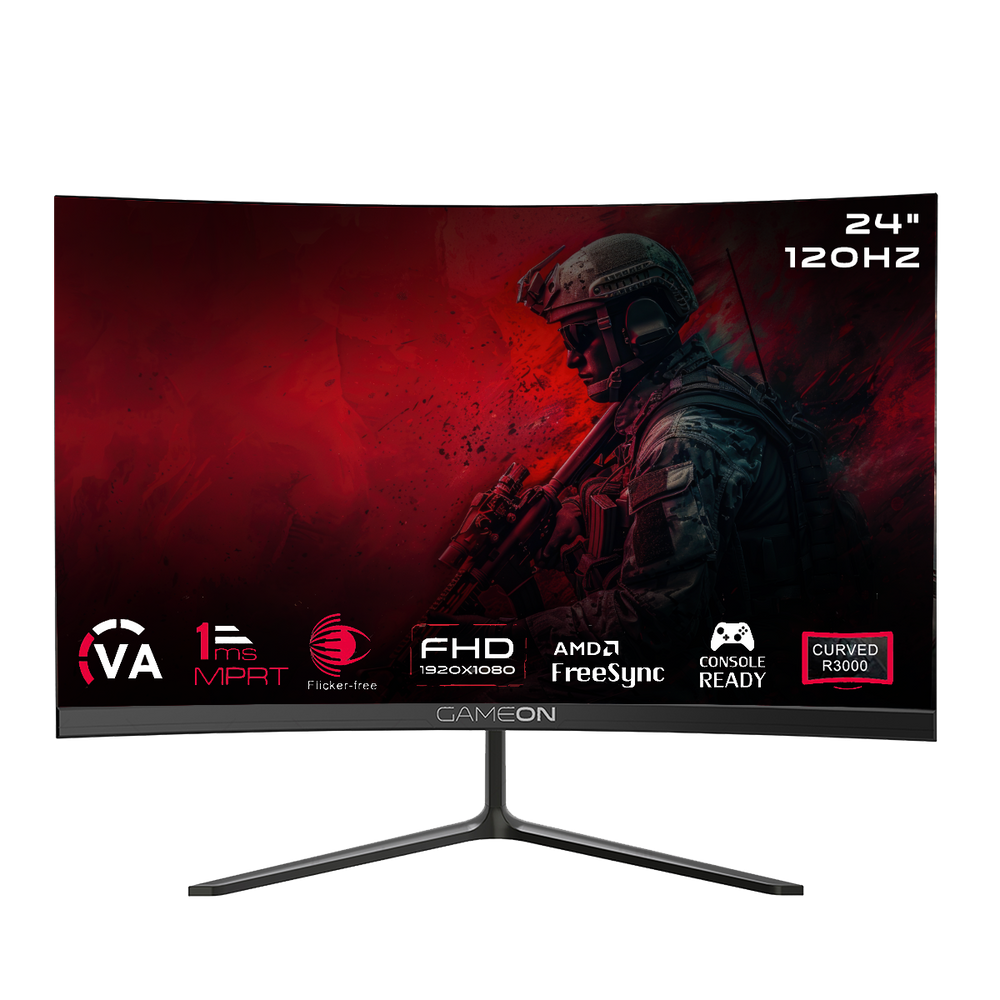 GAMEON GOC24F120VA 24" FHD, 120 Hz, MPRT 1 ms, HDMI 2.1, VA PANEL Curved Gaming Monitor