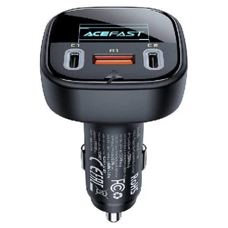 Acefast  B5 101W (2C+A) metal car charger with OLED smart display black