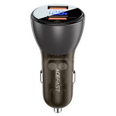 Acefast   B7 metal car charger 45W (USB-A + USB-A) with digital display transparent black