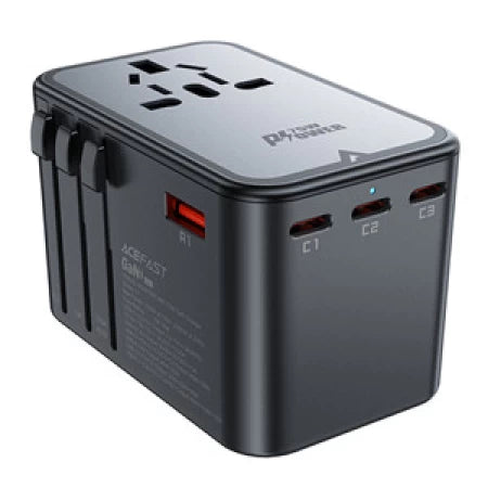 ACEFAST Z1 PD75W GaN (3*USB-C+2*USB-A) multifunctional charging adapter  black gray