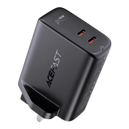 ACEFAST A12 PD40W(USB-C+USB-C) dual port charger (UK) black