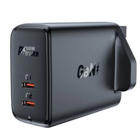 ACEFAST A32 PD50W GaN (USB-C+USB-C) dual port charger (UK) black