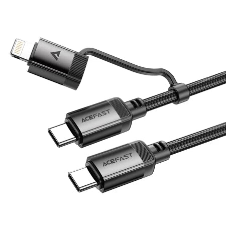 ACEFAST C20-01 USB-C to USB-C / Lightning aluminum alloy connectors charging data cable black