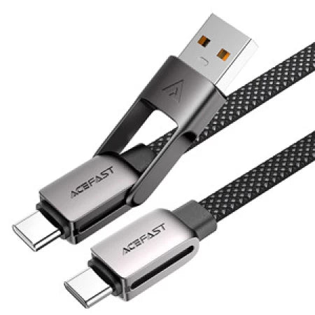 ACEFAST C13-04 USB-A/USB-C to USB-C zinc alloy connectors charging data cable black