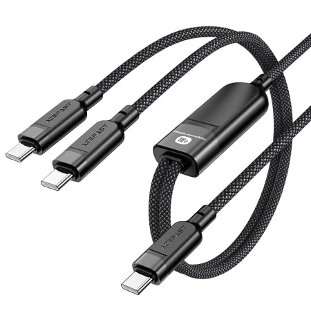 ACEFAST C5-11 USB-C 2-in-1 100W intelligent balance aluminum alloy connectors charging data cable black