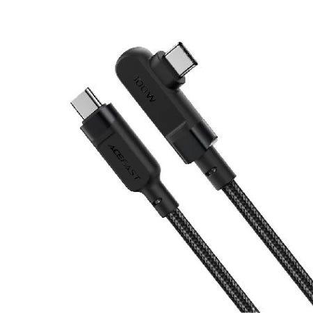 ACEFAST C5-03 USB-C to USB-C 100W right angled aluminum alloy charging data cable black