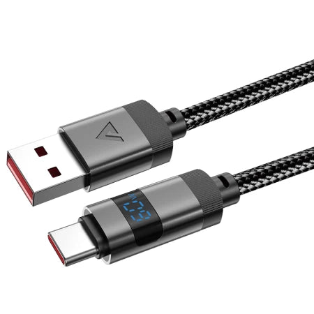 ACEFAST C15-04 USB-A to USB-C zinc alloy digital display braided charging data cable black