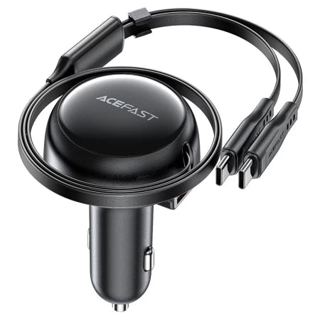 Acefast   B13 53W 2-in-1 (2*USB-C) car charger with retractable cable, black