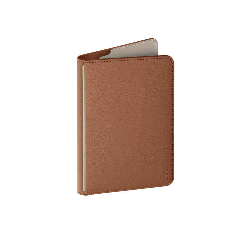 UNIQ BELMONT PASSPORT HOLDER TRACKER WITH RFID-BLOCKING - CARAMEL (CARAMEL/IVORY)