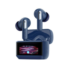 Promate Arix ANC True Wireless Earbuds with Smart Touch Display, 1.47" TFT IPS Screen, Quad-Mic ENC,Blue