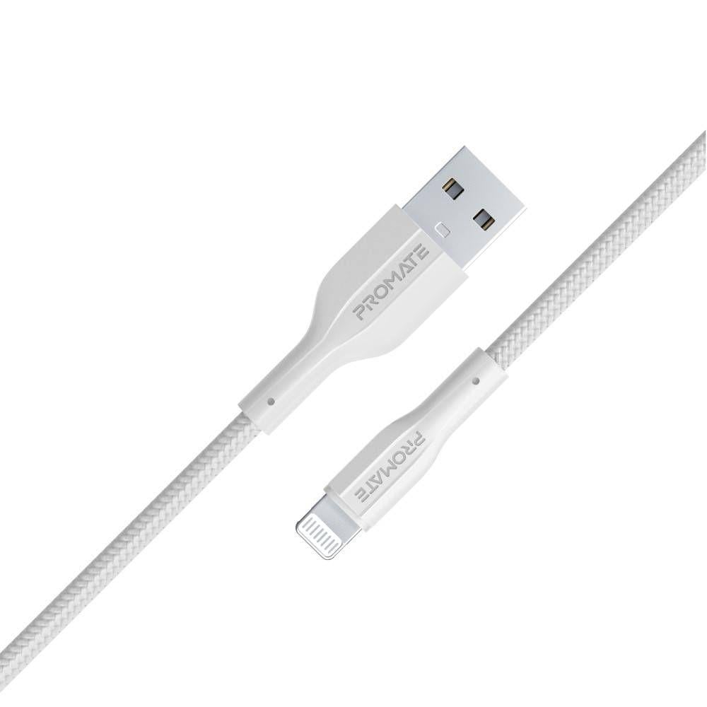 Promate Super-Flexible USB to Lightning Connector Cable , 2A Standard Charging ,WHITE