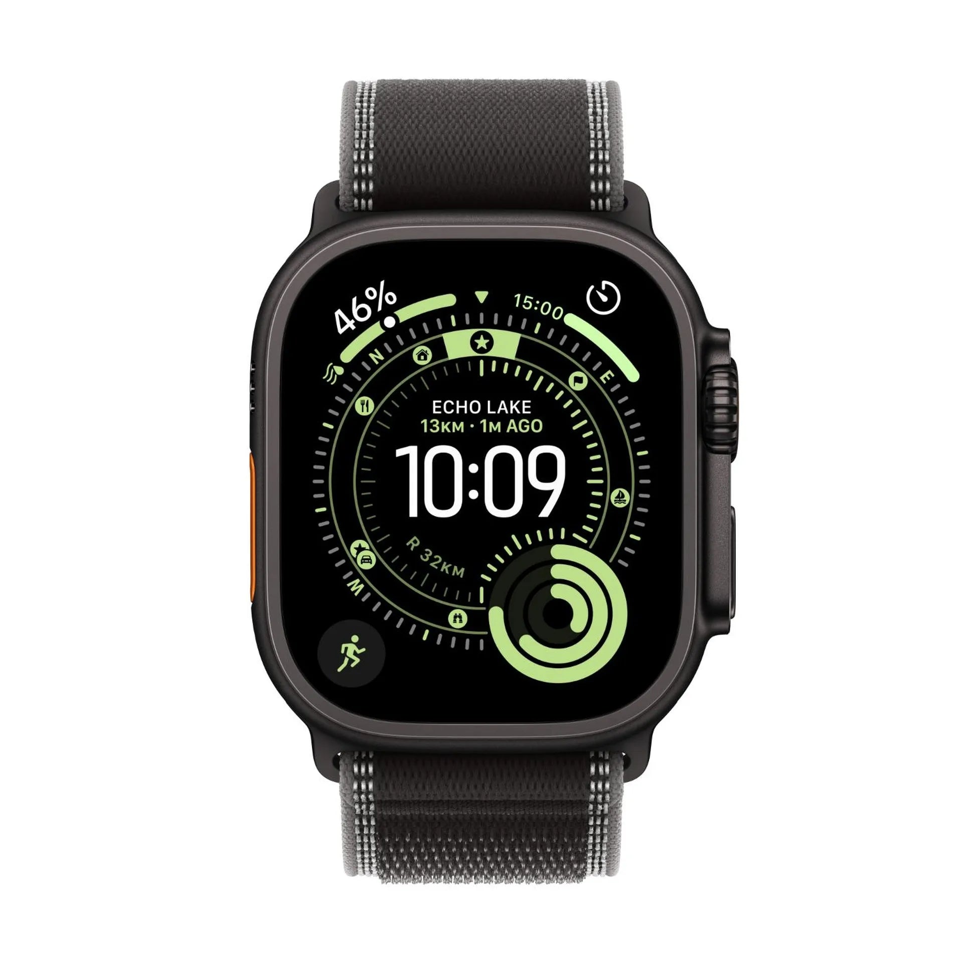 Apple Watch Ultra 3 GPS + Cellular 49mm Black Titanium Case with Black/Charcoal Trail Loop - M/L