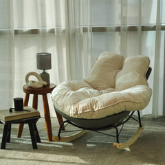 SOMA Nest Rocker Chair – Ergonomic Cozy Rocking Design – Premium Fabric – Beige/Gray