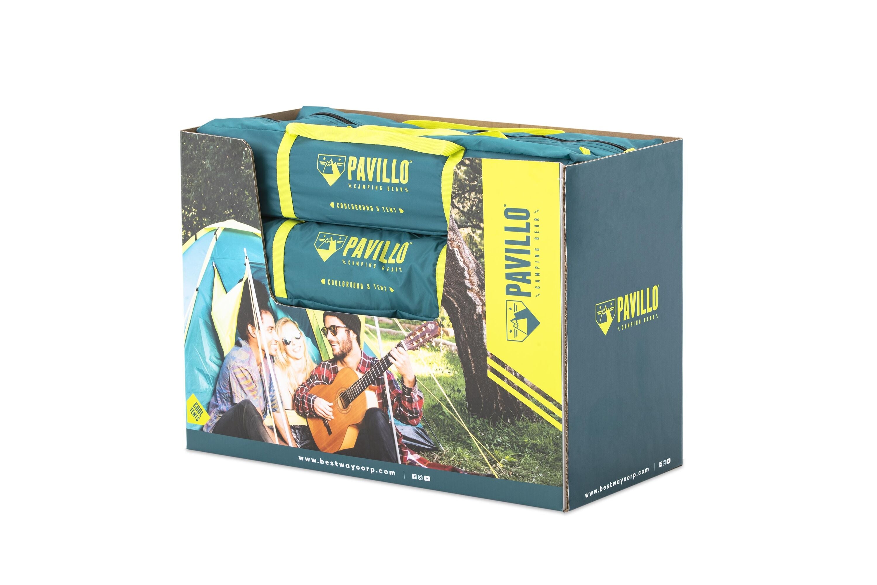 Bestway 2.10M X 2.10M X 1.20M Coolground 3 Tent (Contents:Tent, Carry Bags, Ten Pegs, One Layer, 600mmH20)