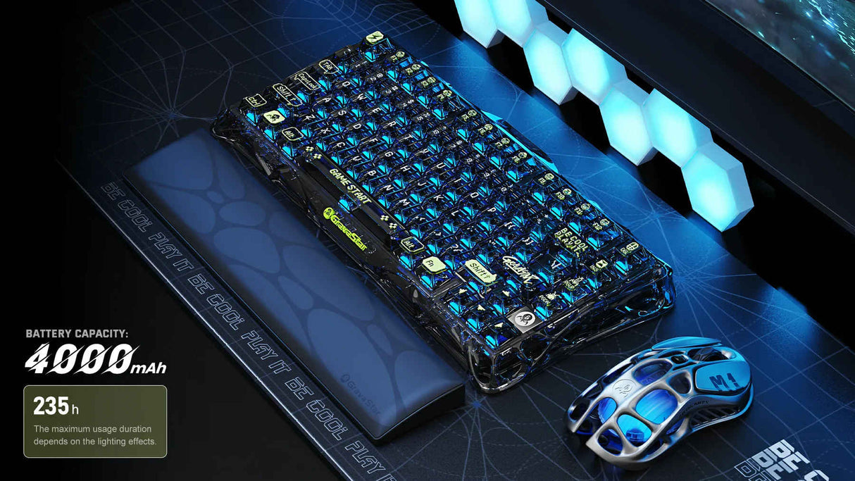 GravaStar Mercury K1 Lite 75% Wireless Mechanical Gaming Keyboard,Transparent Black