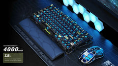 GravaStar Mercury K1 Lite 75% Wireless Mechanical Gaming Keyboard,Transparent Black