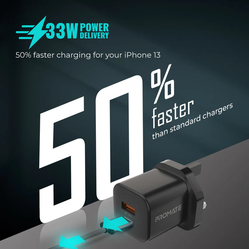 Apple iPhone 17 Pro Max 256GB Deep Blue +Promate  33W Power Delivery GaNFast Charging Adapter,BLACK