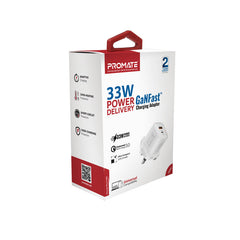 Promate - PowerPort-33W Power Delivery GaNFast™ Charging Adapter,White