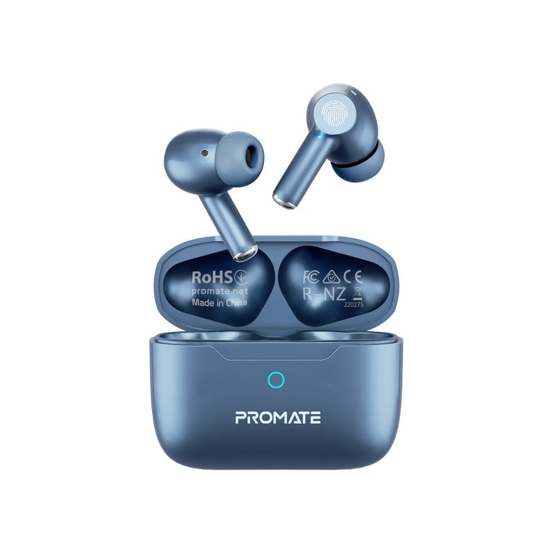 Promate High-Definition ANC TWS Earphones with intellitouch,Blue