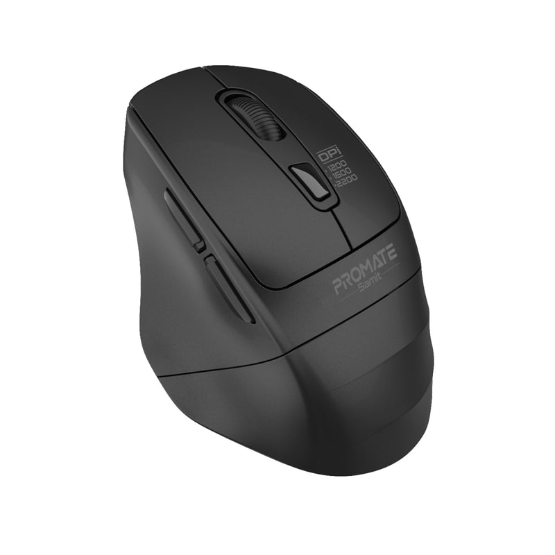 Promate - Samit 2.4GHz Ergonomic 2200 DPI Silent Click Wireless Mouse ,Black
