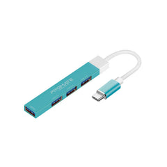 Promate - LiteHub-4 4-in-1 Multi-Port USB-C Data Hub,Blue
