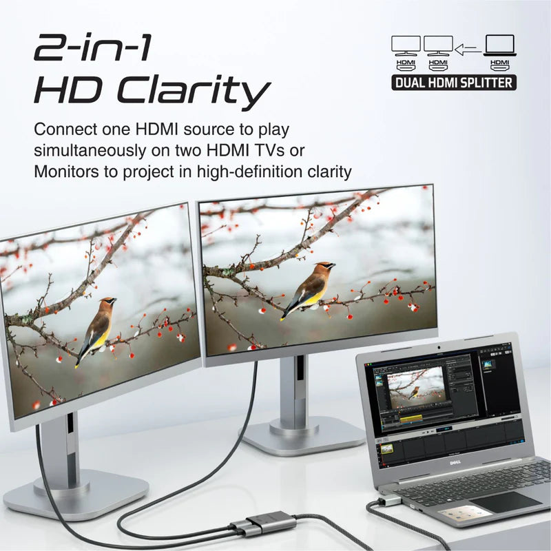 Promate - MediaSplit-H2 4K@60Hz HDMI Splitter Cable with Dual HDMI Ports