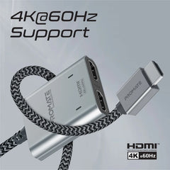 Promate - MediaSplit-H2 4K@60Hz HDMI Splitter Cable with Dual HDMI Ports